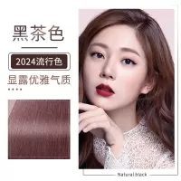 泡泡出彩染发膏植物流行色显白染发剂黑色男女纯遮盖白发时尚自己在家染发 黑茶色/哥特冷黑(可盖白发)