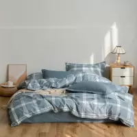 無印良品 MJ-T2022-101西米蓝“灵动”条韵四件套200x230cm适用于1.8米床