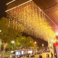 域赢 户外防水窗帘灯满天星灯冰条瀑布灯装饰氛围灯 20m下挂0.3m单条 常亮款