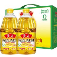 鲁花 食用油 5S物理压榨一级特香纯正花生油1.8L*2