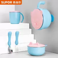SUPOR苏泊尔(SUPOR)婴儿注水保温碗 吸盘碗防摔碗 五件套道奇蓝 TK1949E-2 温碗 吸盘