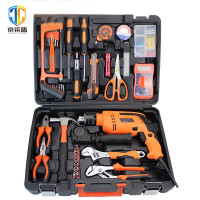 京采盾JCD-077-1家用五金工具组合套装车载维修工具冲击钻套装