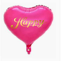 18寸爱心形铝膜绿气球,带金色HAPPY,玫粉色