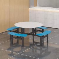 质凡学校食堂餐桌椅组合不锈钢连员工餐厅便利店餐桌连体餐桌椅 8人位
