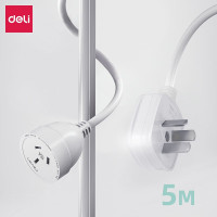 得力18346(05)插座_16A三孔_5米_彩盒装(白)