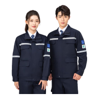 藏蓝色春秋长袖套装 男长袖反光条汽修电焊化工厂服工程服劳保服 单位/套