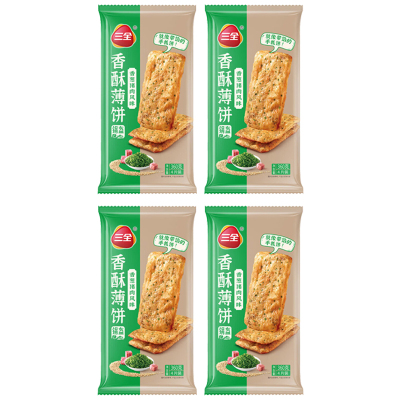 三全香酥薄饼方便冷冻速食煎饼16片香葱猪肉香酥薄饼360g*4袋