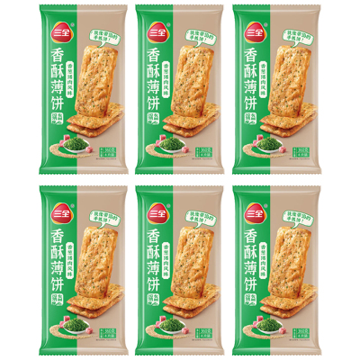 三全香酥薄饼方便冷冻速食煎饼24片香葱猪肉香酥薄饼360g*6袋