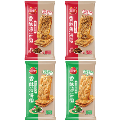 三全香酥薄饼冷冻速食煎饼16片梅干菜360g*2袋+香葱猪肉360g*2袋