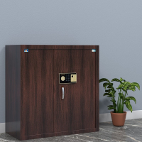 虎牌保密柜大型指纹密码锁钢制保险柜办公用文件柜91cm木纹色无需钥匙