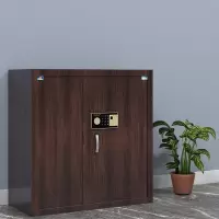 虎牌保密柜大型指纹密码锁钢制保险柜办公用文件柜91cm木纹色无需钥匙