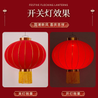 亚诚灯笼铁口户外防水绸缎灯笼新年装饰广告宫灯元旦春节红灯笼一对 植绒灯笼60#