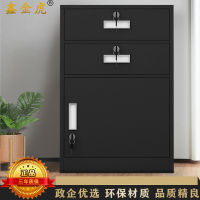 鑫金虎 钢制文件柜办公柜矮柜黑色两抽一门 440*390*650mm