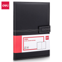 得力(deli)16K120张荔枝纹磁扣皮面本 商务记事本工作笔记本本子250mm*175mm 黑色3344