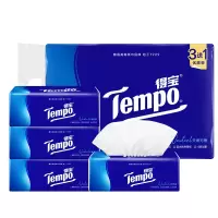 得宝(TEMPO)抽纸 无香4层90抽*4包 湿水不易破 纸巾餐巾纸 卫生纸