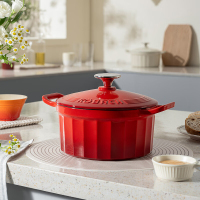 康巴赫汤锅22cm樱桃红铸铁珐琅焖炖锅KGF-D22A
