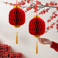灯笼新年春节装饰儿童手提蜂窝红灯笼古风花灯店铺家用活动布置