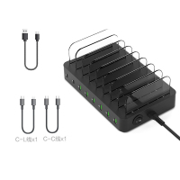 渴力多口USB桌面充电器X8酷黑+8条短线