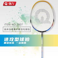 强力 全碳素羽毛球拍超轻进攻型专业级攻守兼备纳米含钛高弹 2007精准型一只拍[炫彩银]