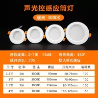 人体感应筒灯酒店走廊天花吊顶桶孔射灯声控红外雷达感应led筒灯 -声光控筒灯暖光;9W