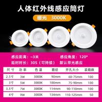 人体感应筒灯酒店走廊天花吊顶桶孔射灯声控红外雷达感应led筒灯 -红外人体感应筒灯暖光;9W