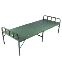 金经金属塑钢折叠床便携式单人床单层行军床野外训练床 钢制床军绿色
