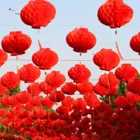 灯笼挂饰新年节日装饰折叠小红灯笼直径11cm 50个装