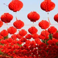 灯笼挂饰新年节日装饰折叠小红灯笼直径11cm 50个装