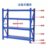 机乐堂(JOYROOM) 仓储货架实用货架承重240kg/1层主架200高*60宽*200长 四层蓝色蝴蝶卡口