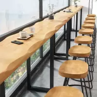实木吧台桌 家用阳台靠墙窄桌子简约长条高脚桌商用奶茶店酒吧桌椅