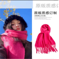 火龙果色围巾女显白玫粉色围脖(秋)