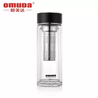 欧美达(Omuda)双层水晶玻璃杯 无铅杯双层隔离花茶杯 防烫防漏茶杯子领导父亲适用水杯