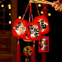 手提醒狮中式古风发光小灯笼 蛇年装饰宫灯11cm