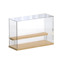 翌嘉 YJ4122634 透明收纳防尘罩盲盒乐高积木手办亚克力展示盒 木底二层 320*120*210