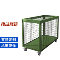 格具(GEJU军绿色可移动网箱车物资折叠周转箱重型物资运输箱 1500*750*1000带轮