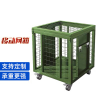 格具(GEJU军绿色可移动网箱车物资折叠周转箱重型物资运输箱 900*900*900带轮带拉手