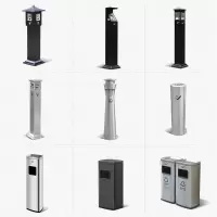 户外烤漆烟灰柱立式烟蒂柱烟蒂收集桶烟灰垃圾桶