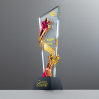 2024炫彩水晶奖杯定制创意五角星大拇指照片奖牌定制 28cm-单位:个