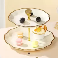 荷花轻奢多层水果盘家用糖果盘子托盘摆件点心架 大号双层