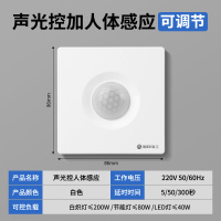 国际电工 86型声光控加人体感应开关 220V-白色-二线款