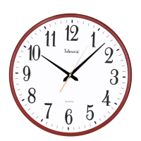 一痕沙客厅挂钟石英钟会议室酒店大尺寸壁钟挂表 (直径43厘米)金色/暗红色 单个