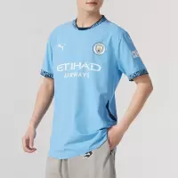 彪马(PUMA)足球球衣男 春季新款比赛训练运动T恤衫曼城主场球员版球衣