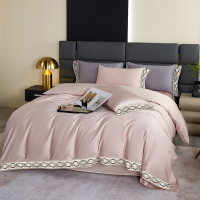 金丝莉(KINTHERI)至尊全棉60支贡缎四件套 至尊-粉 粉红色 被套200x230cm