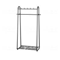 臻远 ZY4080140简约铁艺衣帽架落地衣架多功能挂衣服架子 黑色80
