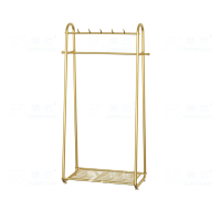 臻远 ZY4080143简约铁艺衣帽架落地衣架多功能挂衣服架子 金色80