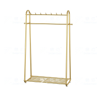 臻远 ZY4080144简约铁艺衣帽架落地衣架多功能挂衣服架子 金色100