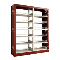 臻远 ZY4072637 钢制书架红色转印图书馆书架资料架 双面6层一列二组 1900*450*2000