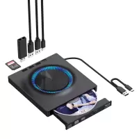 aiyouwei外置蓝光刻录蓝光驱外接移动DVD刻录机4k蓝光驱外置3D高清 多功能圆灯蓝光BD读刻款(兼容CD/DVD