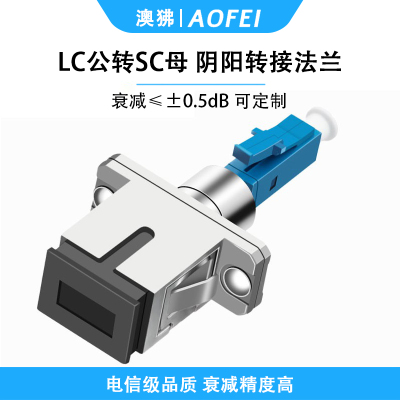 澳狒 LC-SC 光纤转接头光纤适配器耦合器阴阳转接法兰盘 LC公转SC母 1个
