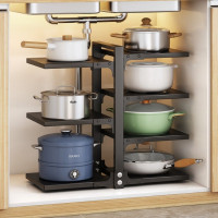 墨斗鱼 锅架双边方板4层+3层款黑色2257